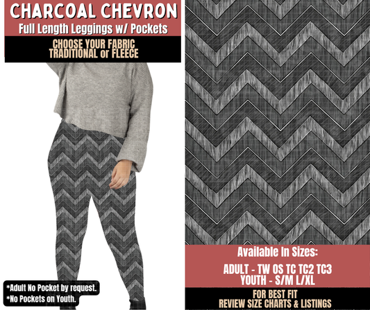 Preorder! Closes 10/22. ETA Jan. Charcoal Chevron Leggings Choose Fleece or Traditional