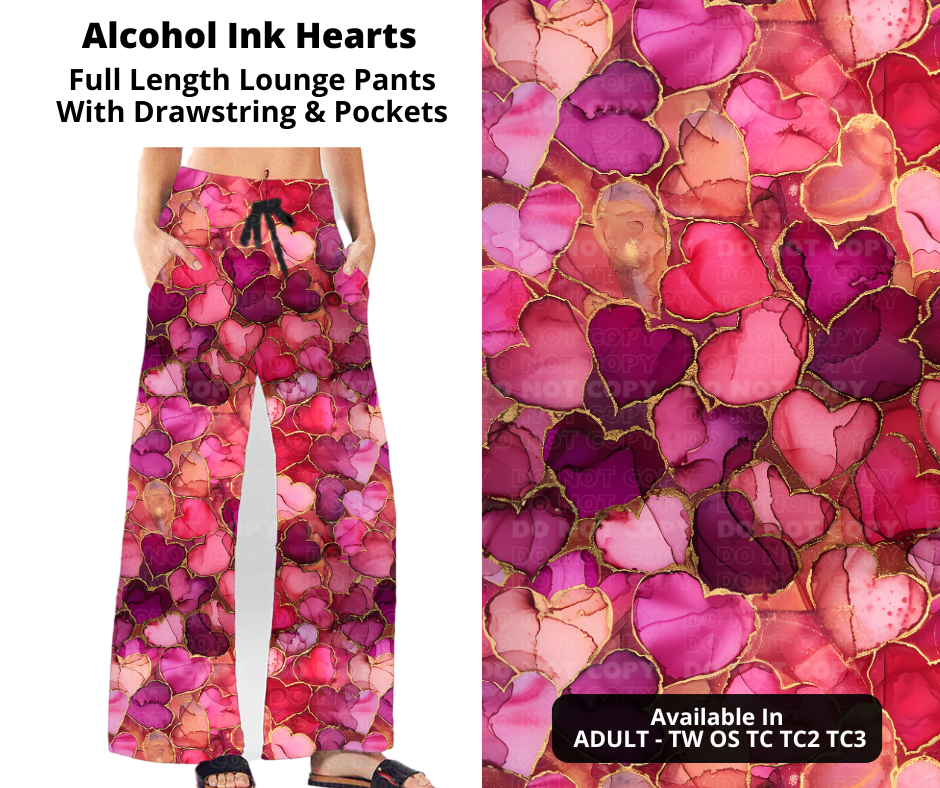 Preorder! Closes 11/28. ETA Feb. Alcohol Ink Hearts Full Length Lounge Pants