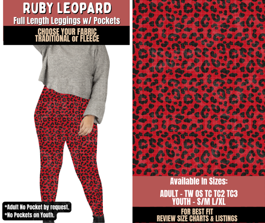 Preorder! Closes 10/22. ETA Jan. Ruby Leopard Leggings Choose Fleece or Traditional