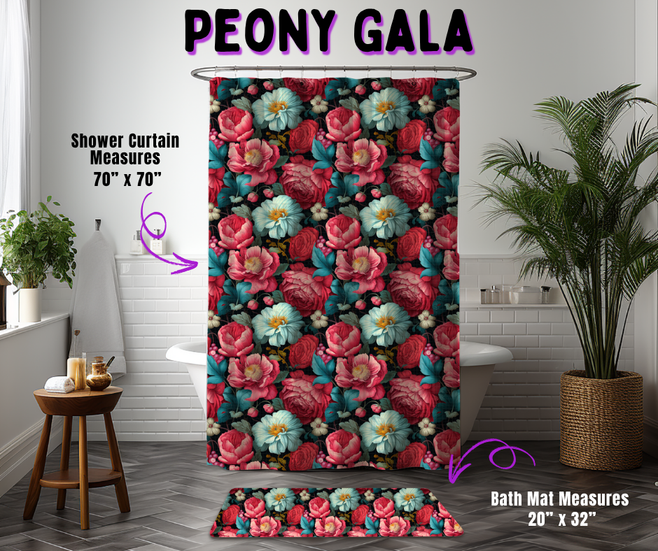 Preorder! Closes 10/21. ETA Jan. Peony Gala Custom Shower Curtain and/or Bath Mat