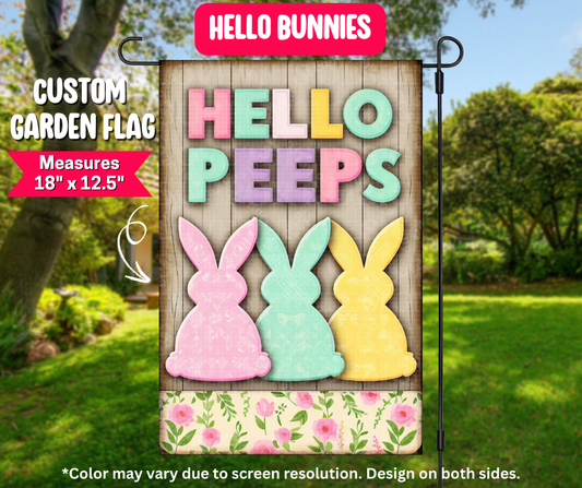 Preorder! Closes 12/25. ETA March. Hello Bunnies Garden Flag