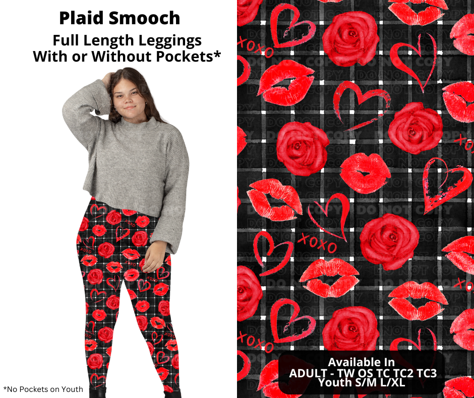 Preorder! Closes 11/28. ETA Feb. Plaid Smooch Full Length Leggings w/wo Pockets