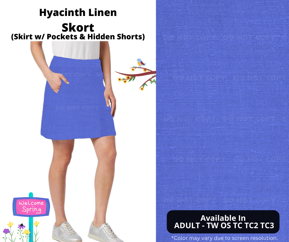 Preorder! Closes 1/15. ETA April. Hyacinth Linen Skort