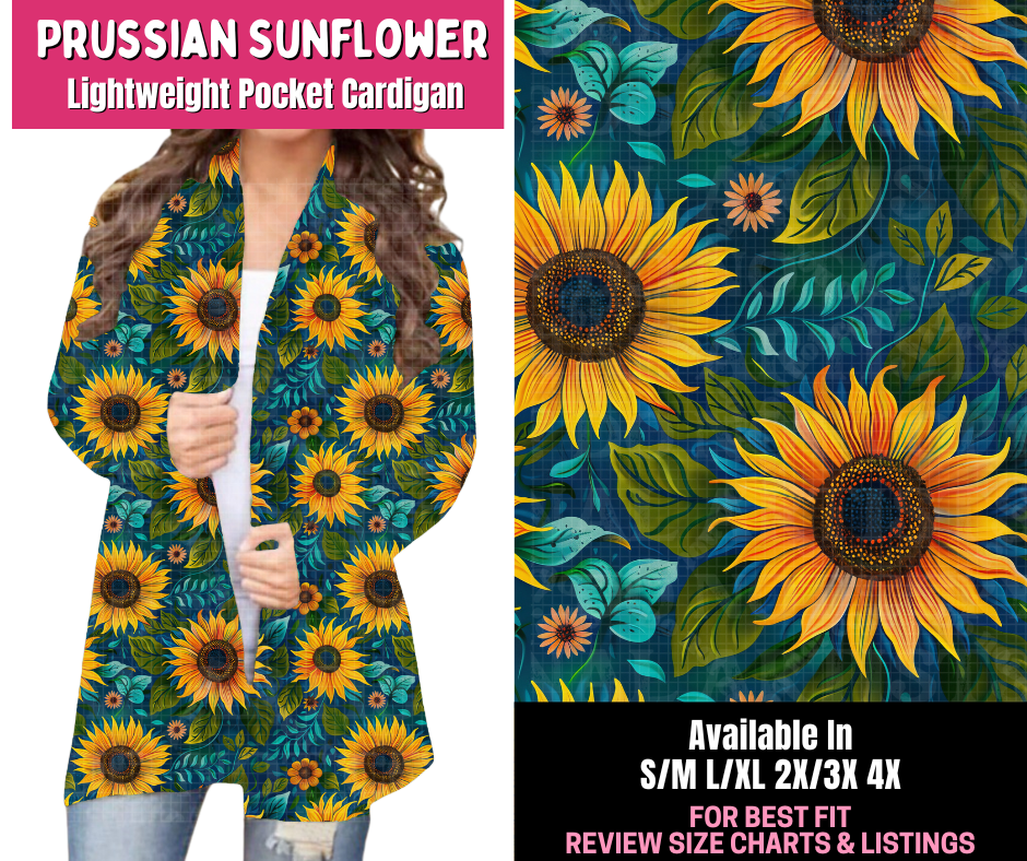 Preorder! Closes 1/1. ETA March. Prussian Sunflower Pocket Cardigan