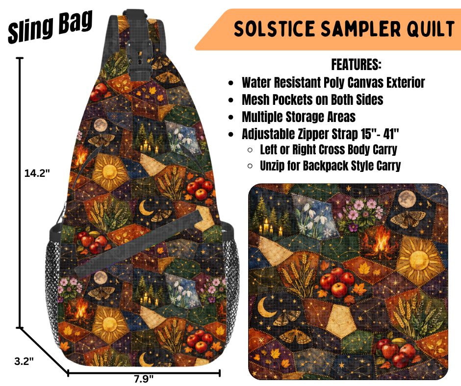 Preorder! Closes 6/22. ETA Sept. Solstice Sampler Quilt Sling Bag