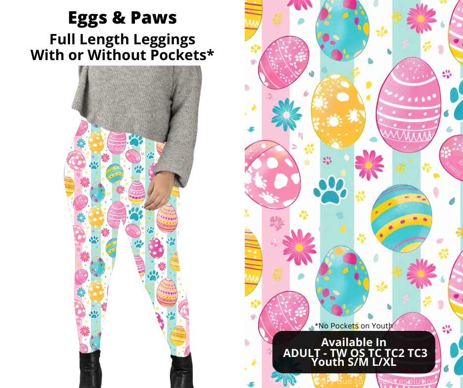 Preorder! Closes 1/22. ETA April. Eggs & Paws Full Length Leggings w/wo Pockets