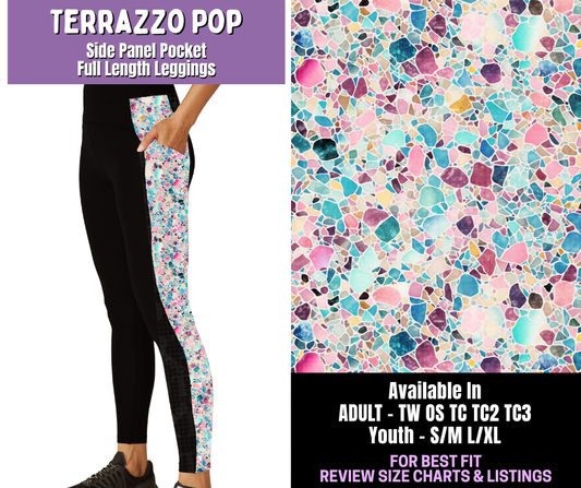 Preorder! Closes 12/18. ETA March. Terrazzo Pop Side Panel Pocket Full Length Leggings