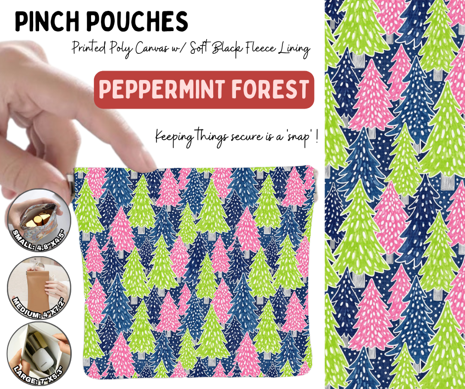 Preorder! Closes 8/19. ETA Nov. Peppermint Forest Pinch Pouches in 3 Sizes