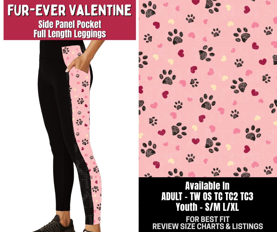 Preorder! Closes 10/14. ETA Jan. Fur-Ever Valentine Side Panel Pocket Full Length Leggings