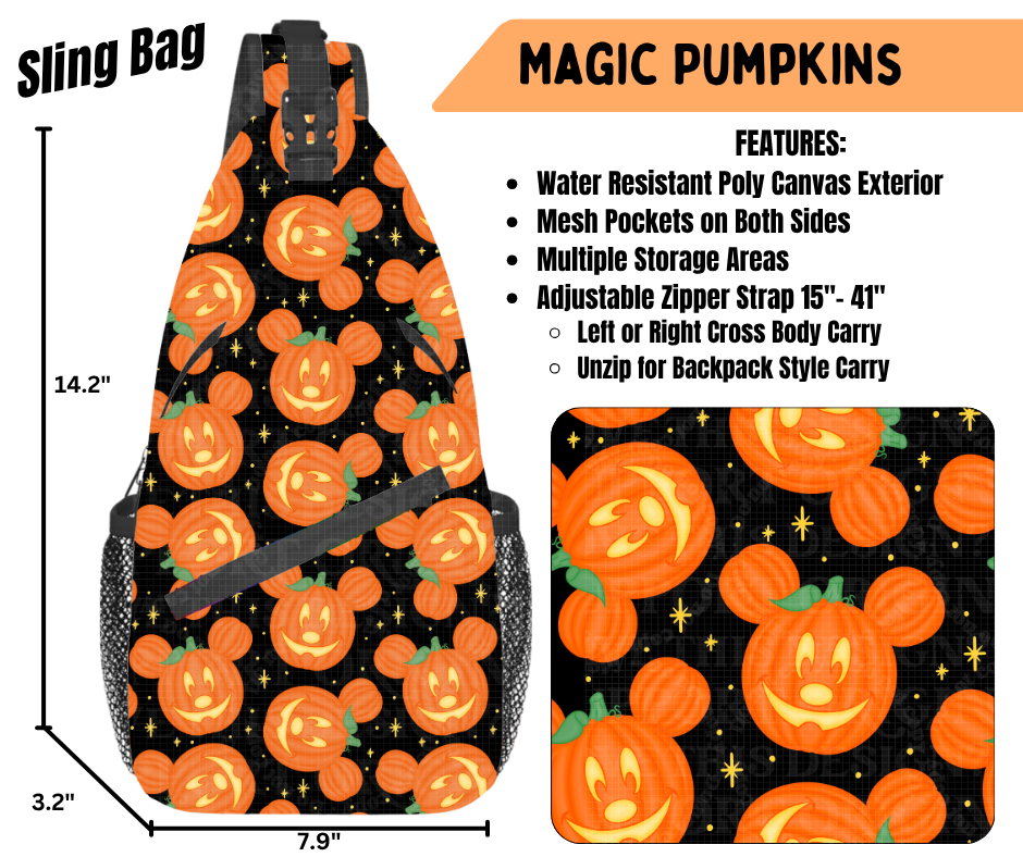Preorder! Closes 6/22. ETA Sept. Magic Pumpkins Sling Bag