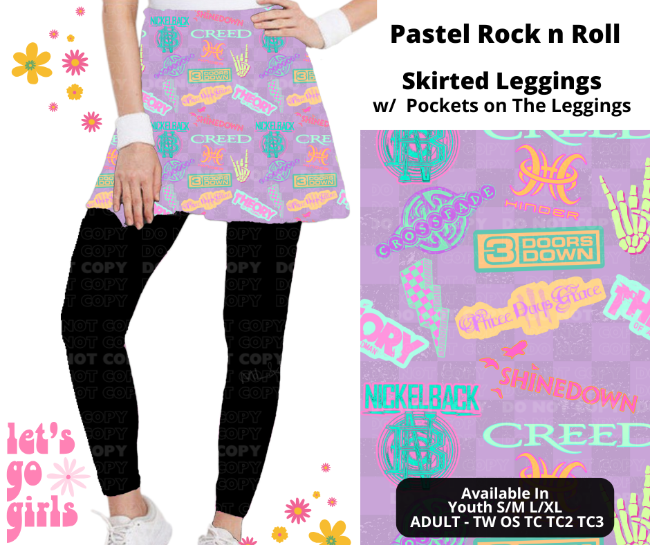 Preorder! Closes 12/16. ETA Feb. Pastel Rock n Roll Skirted Full Length Leggings w/ Pockets