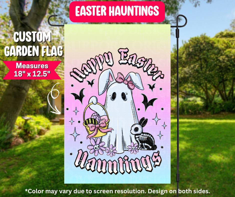 Preorder! Closes 12/25. ETA March. Easter Hauntings Garden Flag