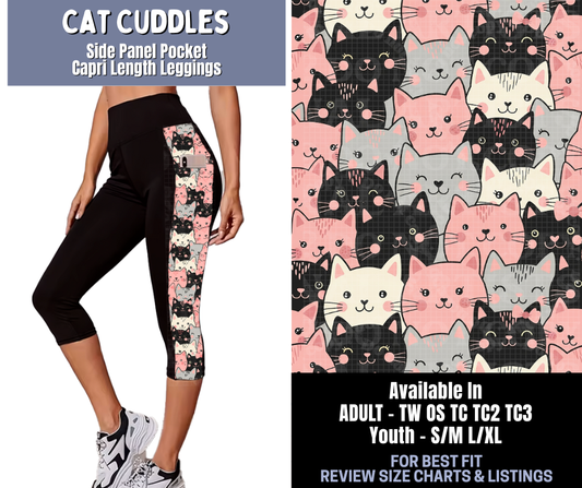 Preorder! Closes 1/8. ETA March. Cat Cuddles Side Panel Pocket Capri Length Leggings