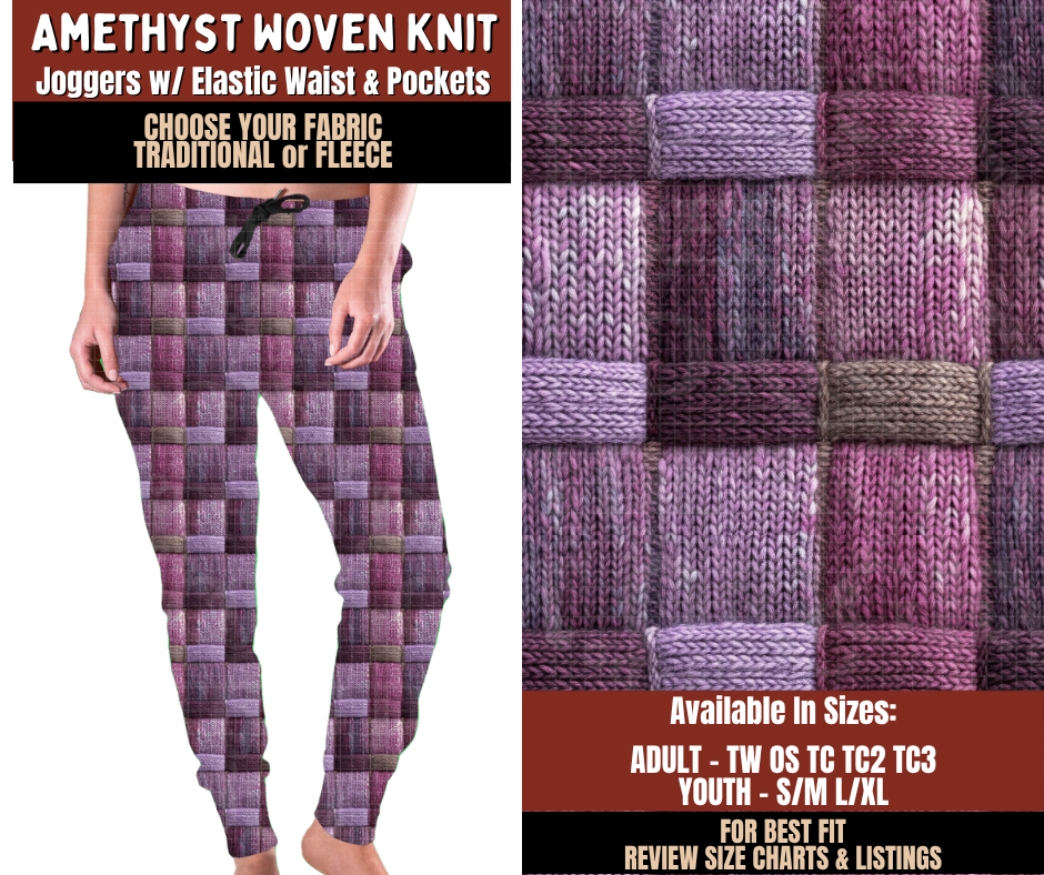 Preorder! Closes 9/21. ETA Dec. Amethyst Woven Knit Joggers Choose Fleece or Traditional