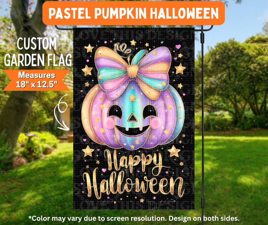 Preorder! Closes 7/6. ETA Oct. Pastel Pumpkin Halloween Garden Flag
