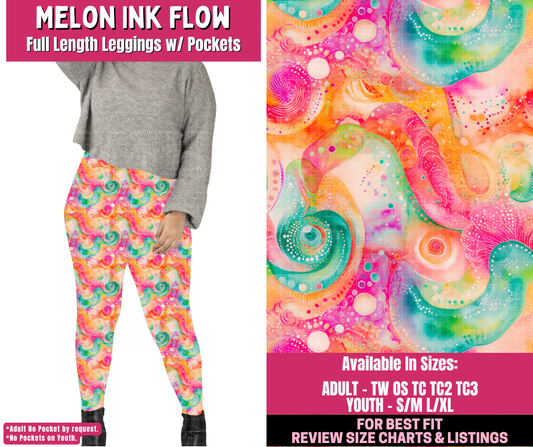 Preorder! Closes 12/31. ETA March. Melon Ink Flow Full Length Leggings w/wo Pockets