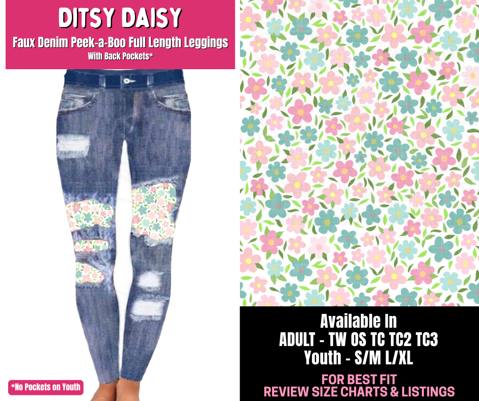 Preorder! Closes 1/1. ETA March. Ditsy Daisy Full Length Faux Denim Peekaboo