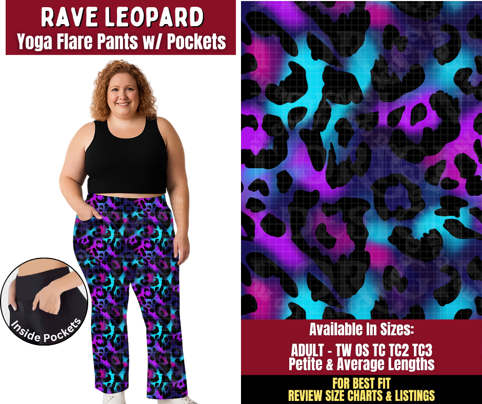 Preorder! Closes 9/28. ETA Dec. Rave Leopard Yoga Flare Pants