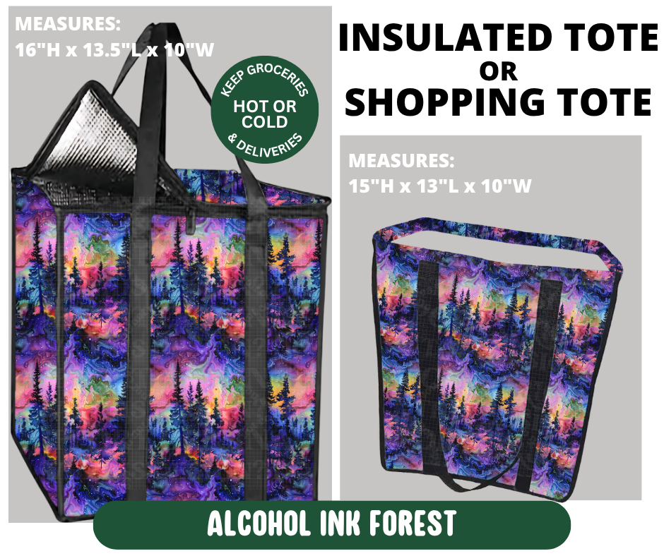 Preorder! Closes 10/7. ETA Jan. Alcohol Ink Forest Shopping & Insulated Tote