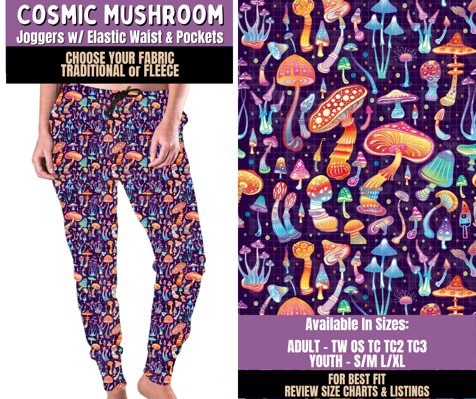 Preorder! Closes 9/23. ETA Dec. Cosmic Mushroom Joggers Choose Fleece or Traditional