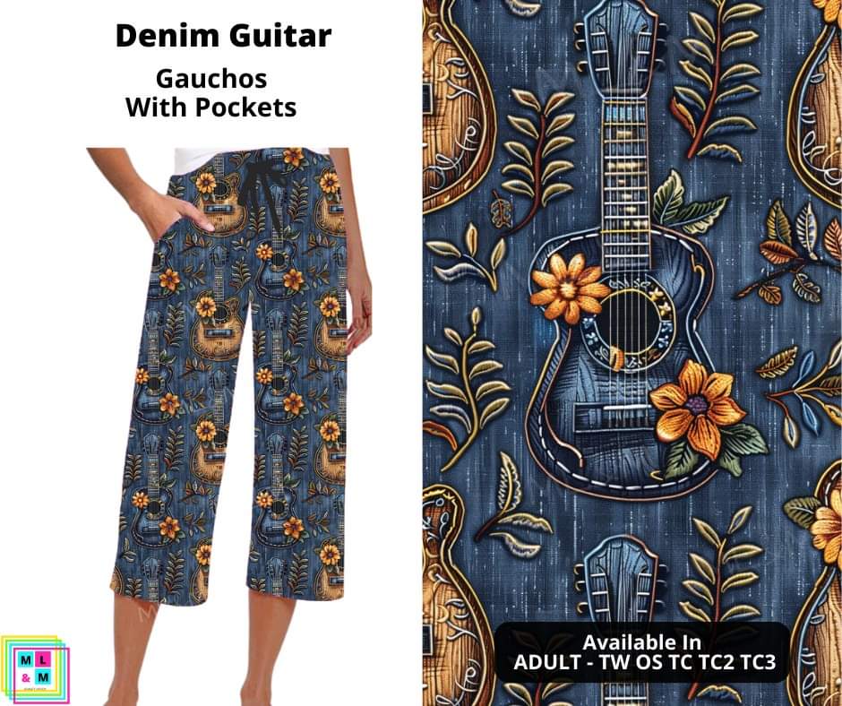 Denim Guitar Capri Gauchos