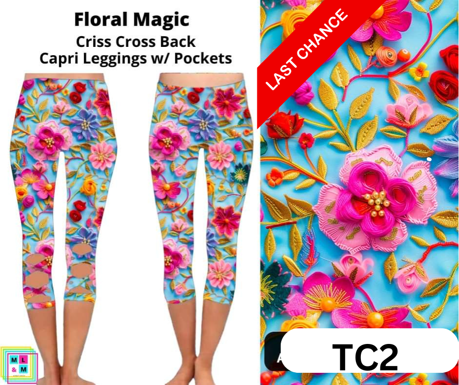 Floral Magic Criss Cross Capri w/ Pockets