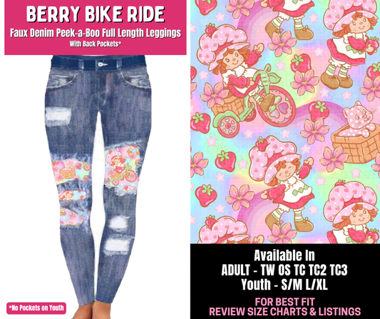 Preorder! Closes 1/1. ETA March. Berry Bike Ride Full Length Faux Denim Peekaboo