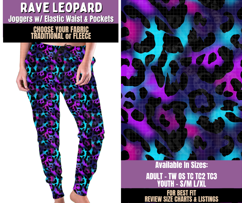 Preorder! Closes 9/23. ETA Dec. Rave Leopard Joggers Choose Fleece or Traditional