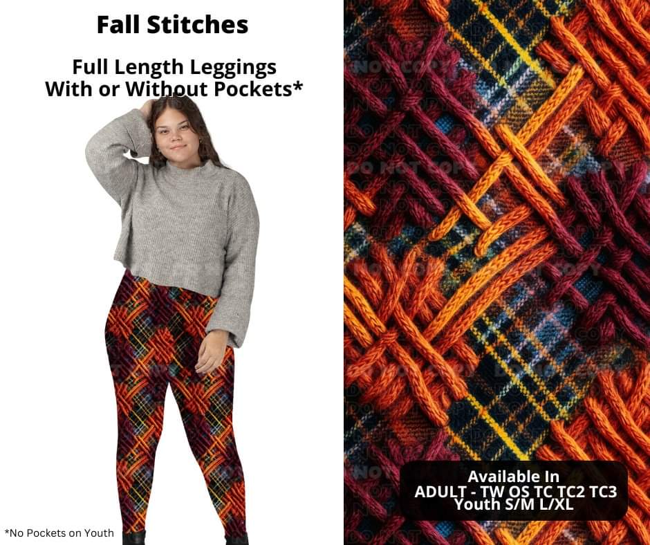 Fall Stitches Full Length Leggings w/ Pockets