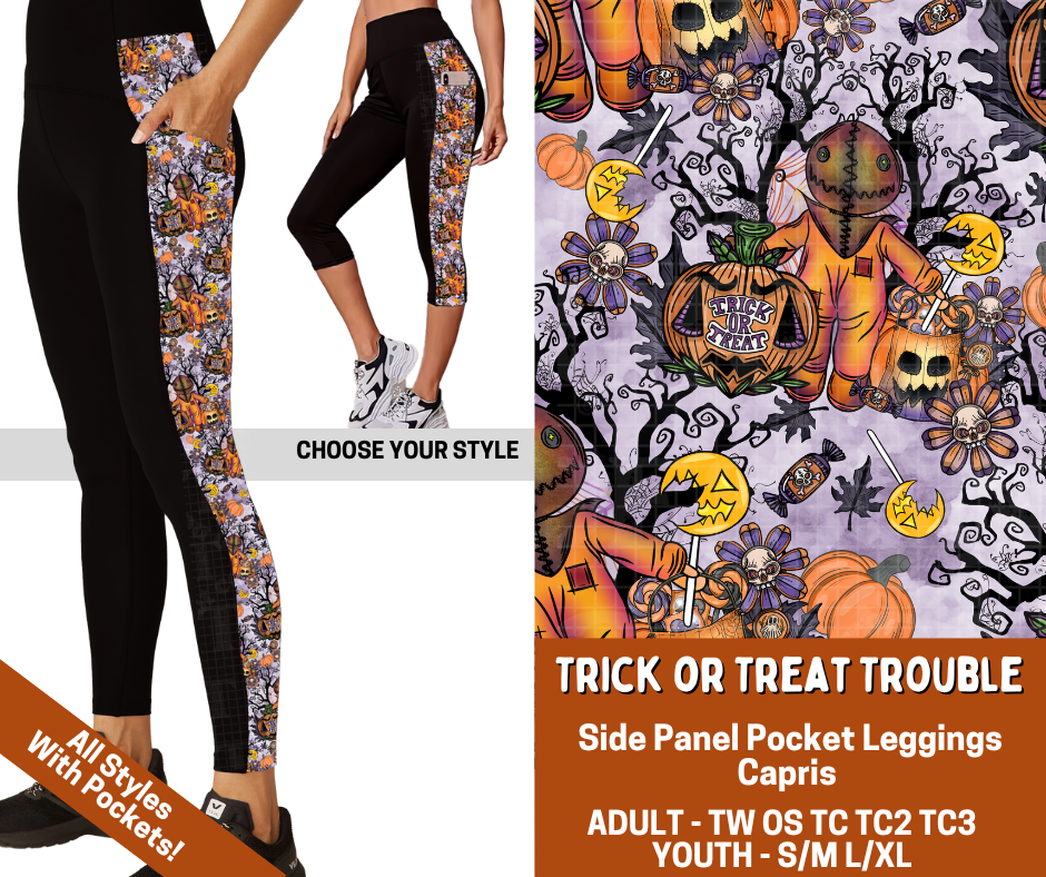 Preorder! Closes 7/13. ETA Oct. Trick or Treat Trouble Combo Side Panel Legging Lengths