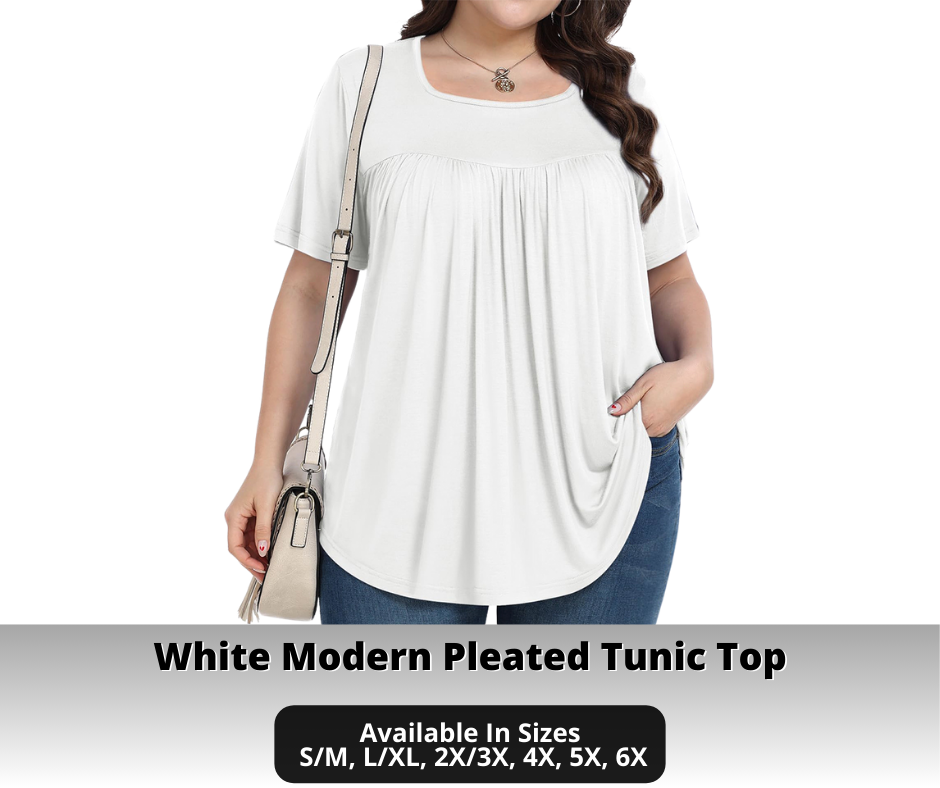 Preorder! Closes 10/30. ETA Jan. White Modern Pleated Tunic Top