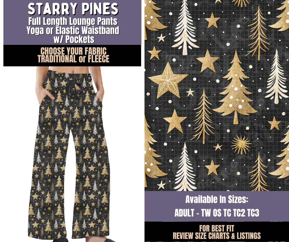 Preorder! Closes 9/3. ETA Dec. Starry Pines Lounge Pants Choose Fleece or Traditional