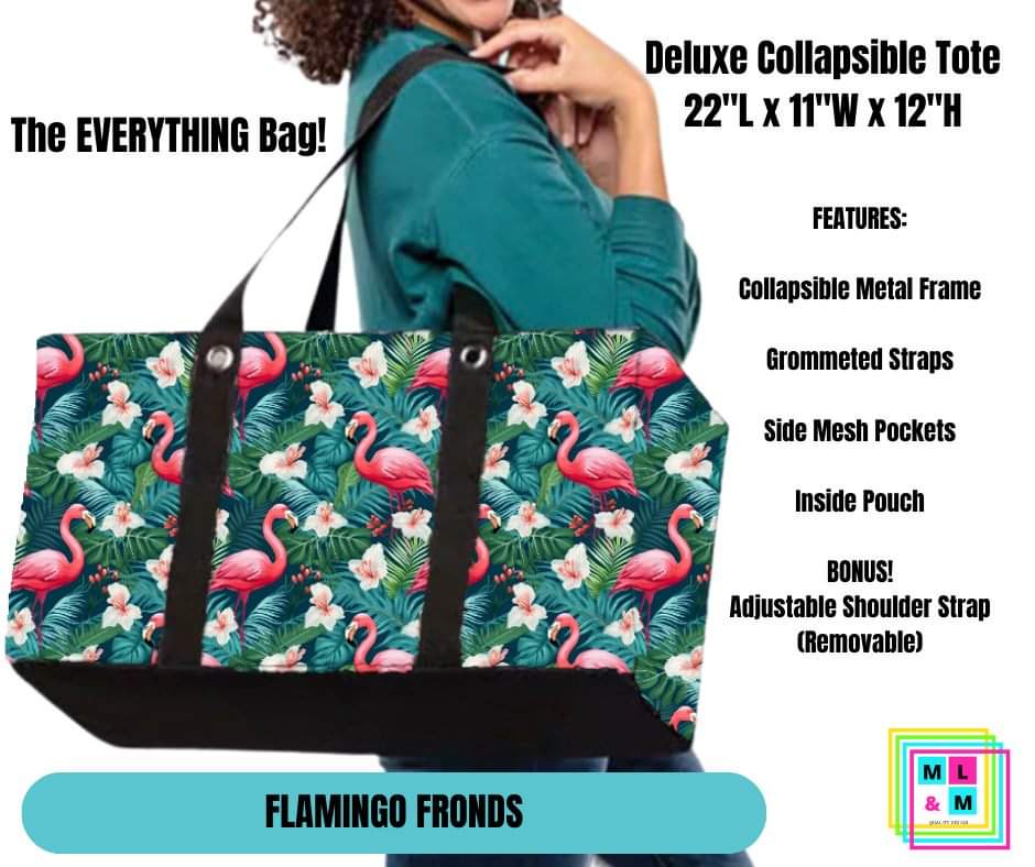 Flamingo Fronds Collapsible Tote