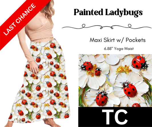 Painted Ladybugs Maxi Skirt