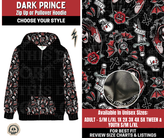 Preorder! Closes 12/22. ETA March. Dark Prince Zip-Up or Pullover Hoodie