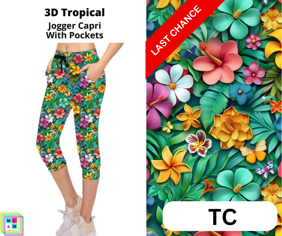 3D Tropical Jogger Capri