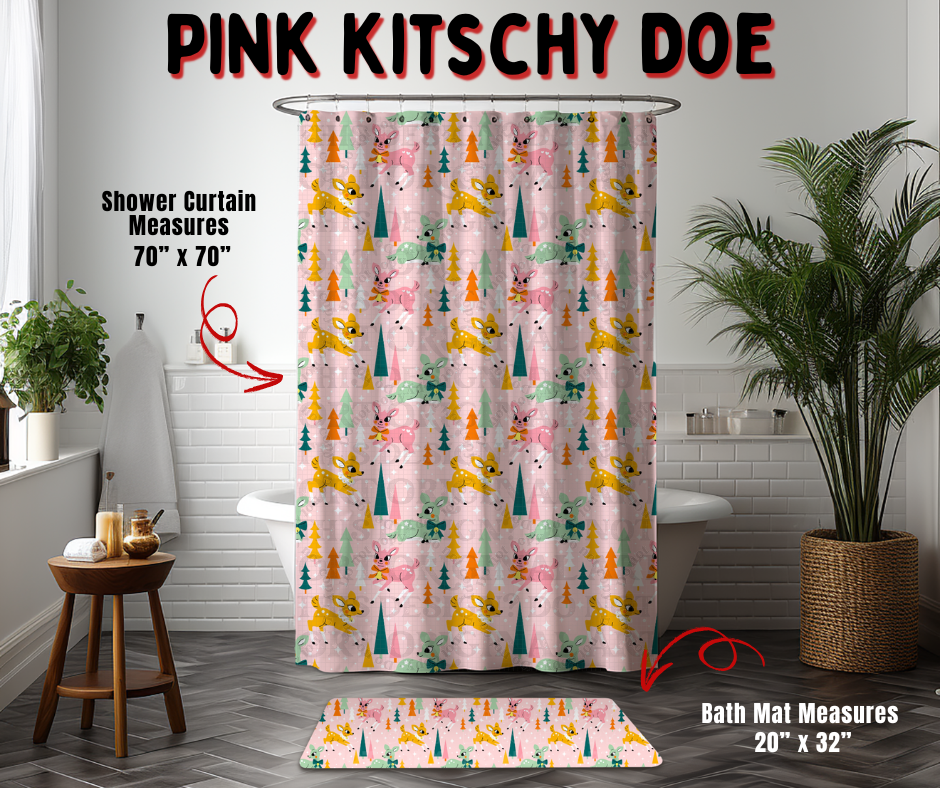 Preorder! Closes 9/2. ETA Dec. Pink Kitschy Doe Custom Shower Curtain and/or Bath Mat