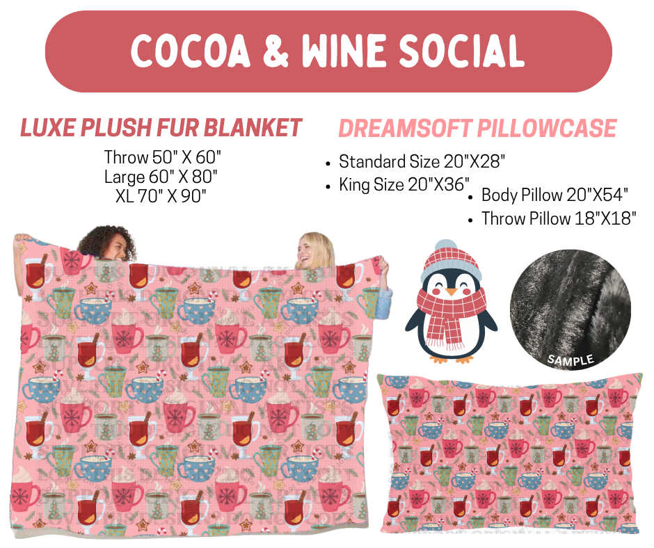 Preorder! Closes 8/17. ETA Nov. Cocoa & Wine Social Luxe Plush Fur Blanket and/or DreamSoft Pillowcase