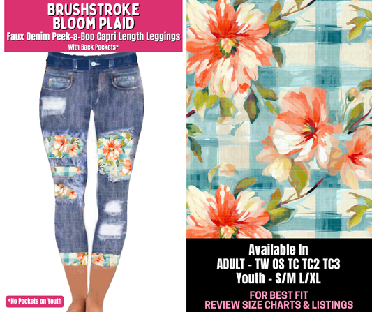 Preorder! Closes 1/1. ETA March. Brushstroke Bloom Plaid Capri Faux Denim Peekaboo
