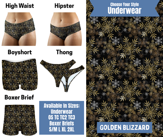 Preorder! Closes 8/26. ETA Nov. Golden Blizzard Hipster, High Waist, Boyshort, & Thong Underwear & Boxer Briefs