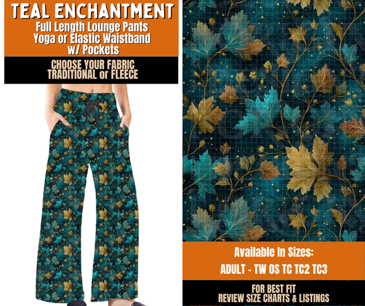 Preorder! Closes 11/2. ETA Feb. Teal Enchantment Lounge Pants Choose Fleece or Traditional