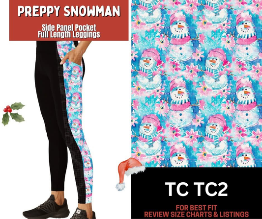 Preppy Snowman Side Panel Pocket Full Length Leggings