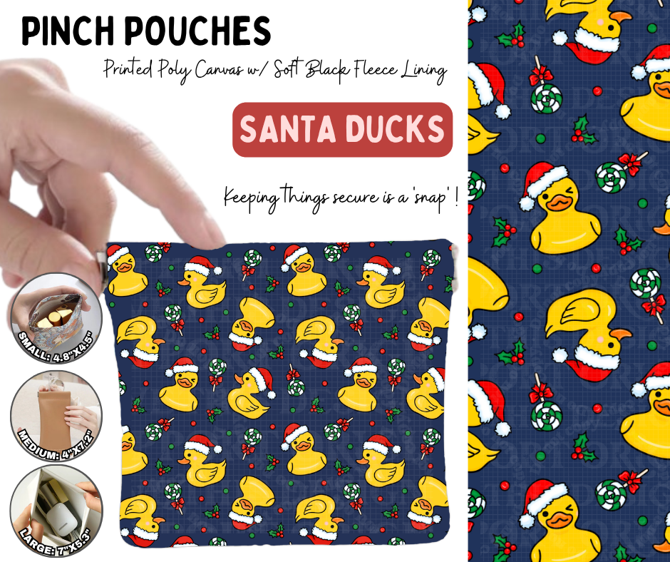 Preorder! Closes 8/19. ETA Nov. Santa Ducks Pinch Pouches in 3 Sizes