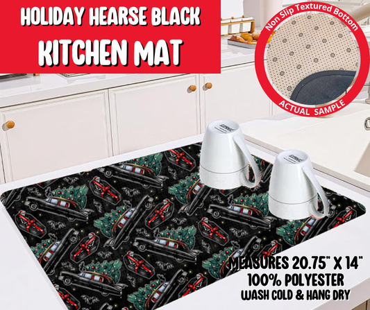 Preorder! Closes 8/20. ETA Nov. Holiday Hearse Black Kitchen Mat