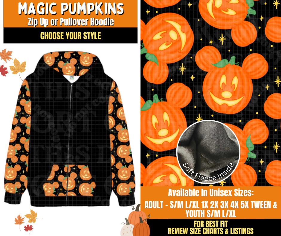 Preorder! Closes 7/16. ETA Oct. Magic Pumpkins Zip-Up or Pullover Hoodie