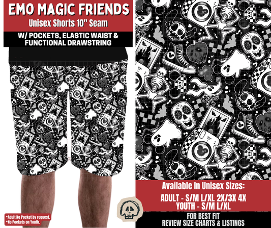 Preorder! Closes 12/22. ETA March. Emo Magic Friends Unisex Shorts
