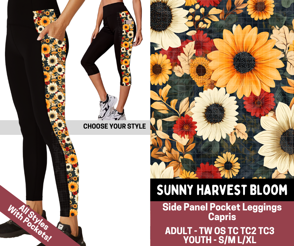 Preorder! Closes 7/23. ETA Oct. Sunny Harvest Bloom Combo Side Panel Legging Lengths