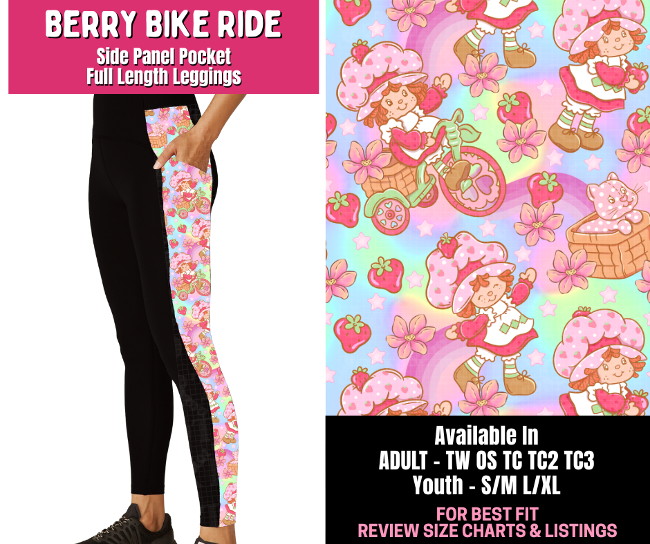 Preorder! Closes 1/1. ETA March. Berry Bike Ride Side Panel Pocket Full Length Leggings