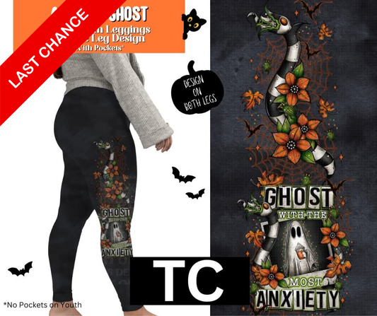 Anxiety Ghost Full Length Leggings w/ Side Leg Designs