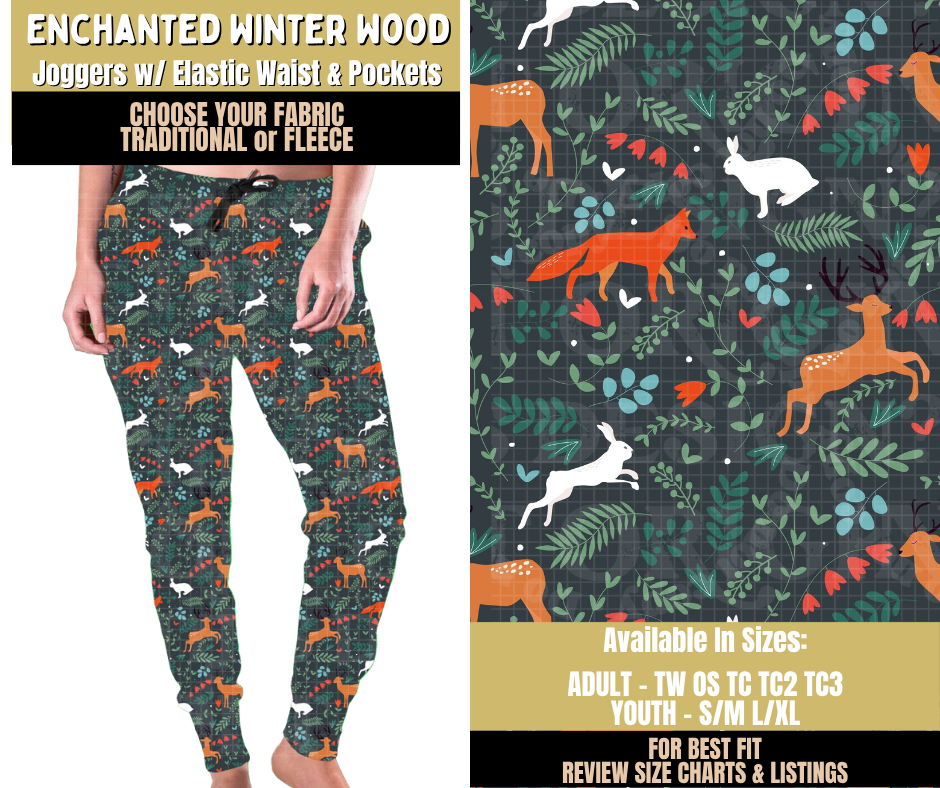 Preorder! Closes 9/9. ETA Dec. Enchanted Winter Wood Joggers Choose Fleece or Traditional